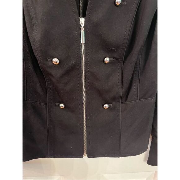 WHBM Black Jersey Knit Zipper Sleeve Military Jacket sz 4 EUC - Picture 2 of 8